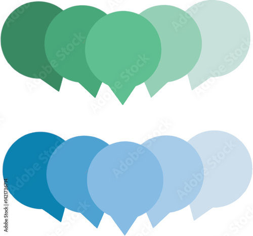 Flat Gradient Style Speech Bubble Icons — Green and Blue Chat Symbol Set