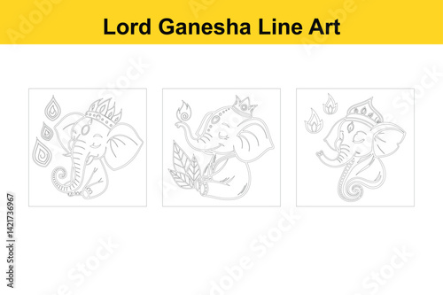 Lord Ganesha Diwali Symbol Isolated on White Background