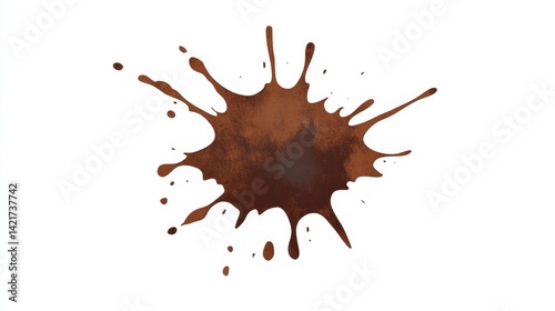 Abstract Brown Paint Splash on White Background for Digital Designs, Generated AI