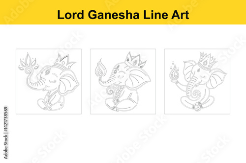 Lord Ganesha Diwali Symbol Isolated on White Background