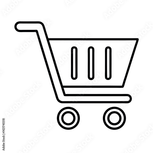 Simple Line Art Shopping Cart Icon