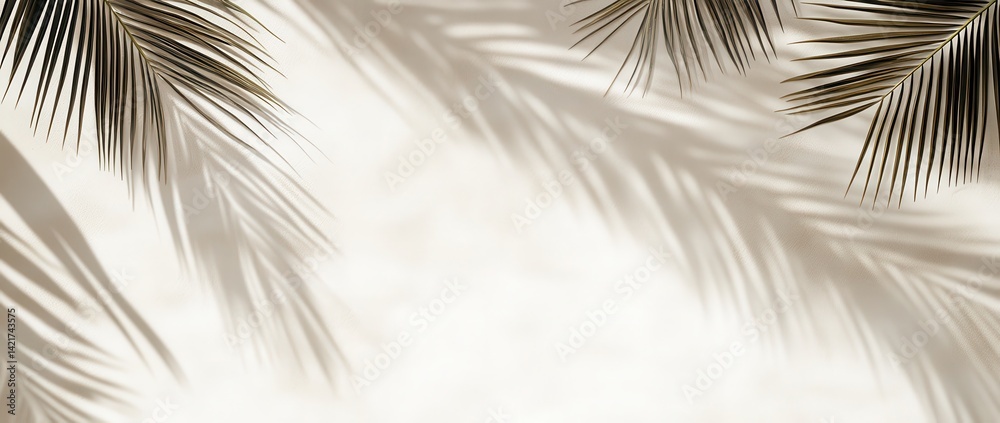 Obraz premium Palm Leaf Shadows on Light Beige Background
