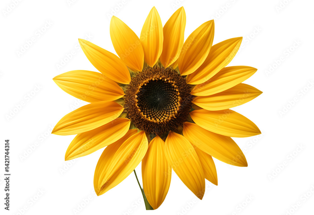 Naklejka premium bright yellow sunflower closeup with detailed petals view