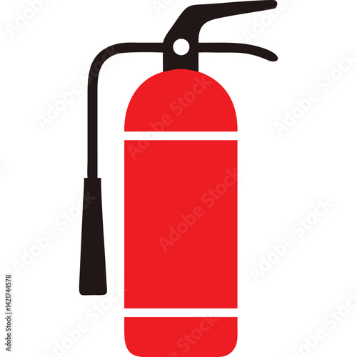 Red fire extinguisher icon, safety equipment, fire prevention symbol.