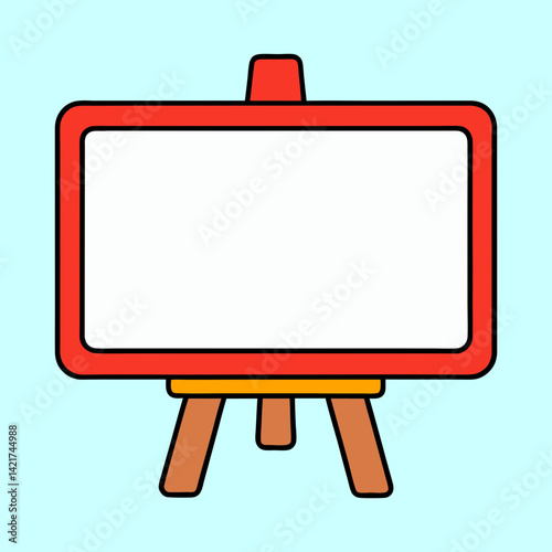 Cartoon illustration of a whiteboard on an easel against a blue background