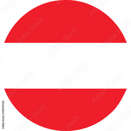 Circular Austrian flag design, simple and bold, perfect for patriotic projects.