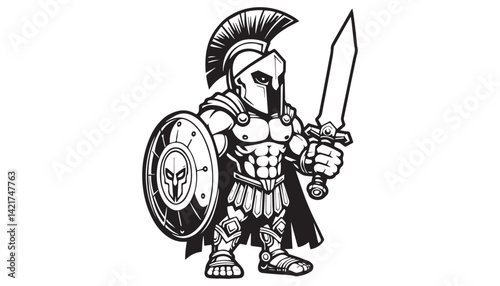 Vector illustration of cartoon Poseidon God black and white drawing For children to learn to color according to the picture.