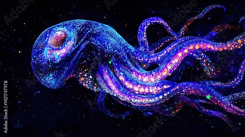 A cosmic alien with writhing tentacles and bioluminescent skin