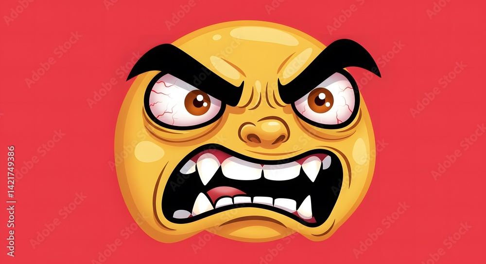Angry Emoji Face with Sharp Teeth Expressing Frustration and Rage Angry Emoji Face with Sharp Teeth Expressing Frustration and Rage