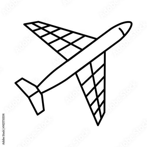 Solar Aircraft Icon. Solar Energy, Solar Panel, Green Energy, Sun Energy, Solar Battery, Energy Saving, Solar House, Ecology, Electricity, Renewable Energies Editable Stroke Vector Illustration