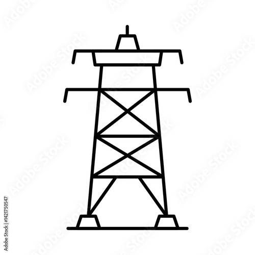Power Line Icon. Solar Energy, Solar Panel, Green Energy, Sun Energy, Solar Battery, Energy Saving, Solar House, Ecology, Electricity, Renewable Energies Editable Stroke Vector Illustration