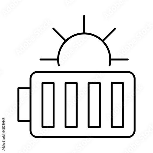 Solar Battery Icon. Solar Energy, Solar Panel, Green Energy, Sun Energy, Solar Battery, Energy Saving, Solar House, Ecology, Electricity, Renewable Energies Editable Stroke Vector Illustration