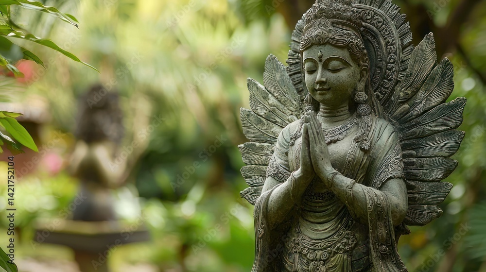 A divine figure meditating with hands open A divine figure meditating with hands open