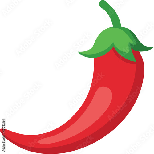 Vibrant red chili pepper illustration, isolated on white background, perfect for food or spice related designs.