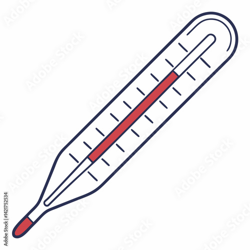 Medical thermometer, classic design, red mercury, temperature scale