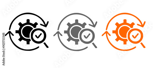 Agile Process vector icon, gear and cycle arrow icon, iterative development and continuous improvement illustration