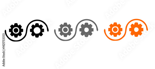 Agile Process vector icon, gear and cycle arrow icon, iterative development and continuous improvement illustration
