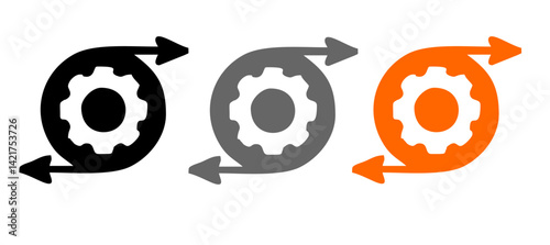 Agile Process vector icon, gear and cycle arrow icon, iterative development and continuous improvement illustration