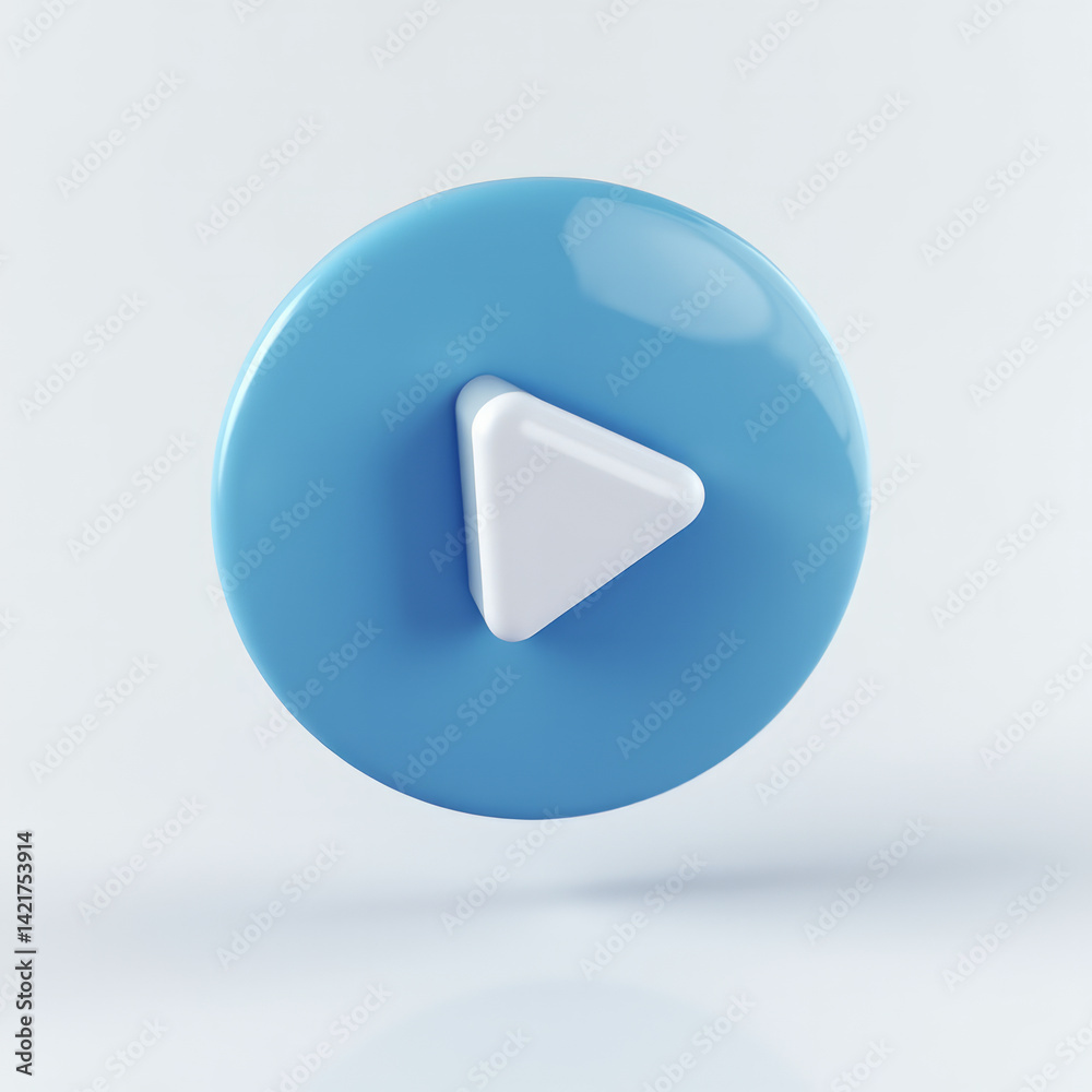 3D Play Button Icon Floating in a Minimalist Space - Wide-Angle Shot with 24mm Lens 3D Play Button Icon Floating in a Minimalist Space - Wide-Angle Shot with 24mm Lens