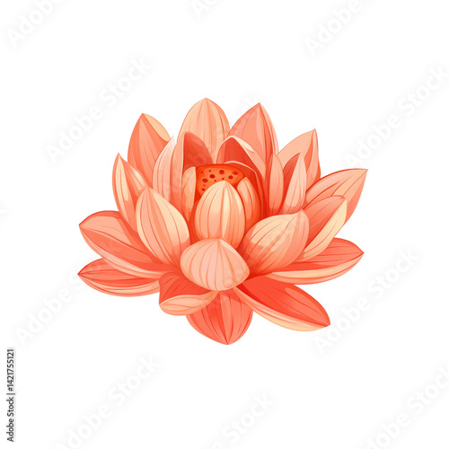Peach Blossom Lotus Flower Illustration