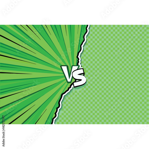 Dynamic green comic book VS background, perfect for competition or battle themes.
