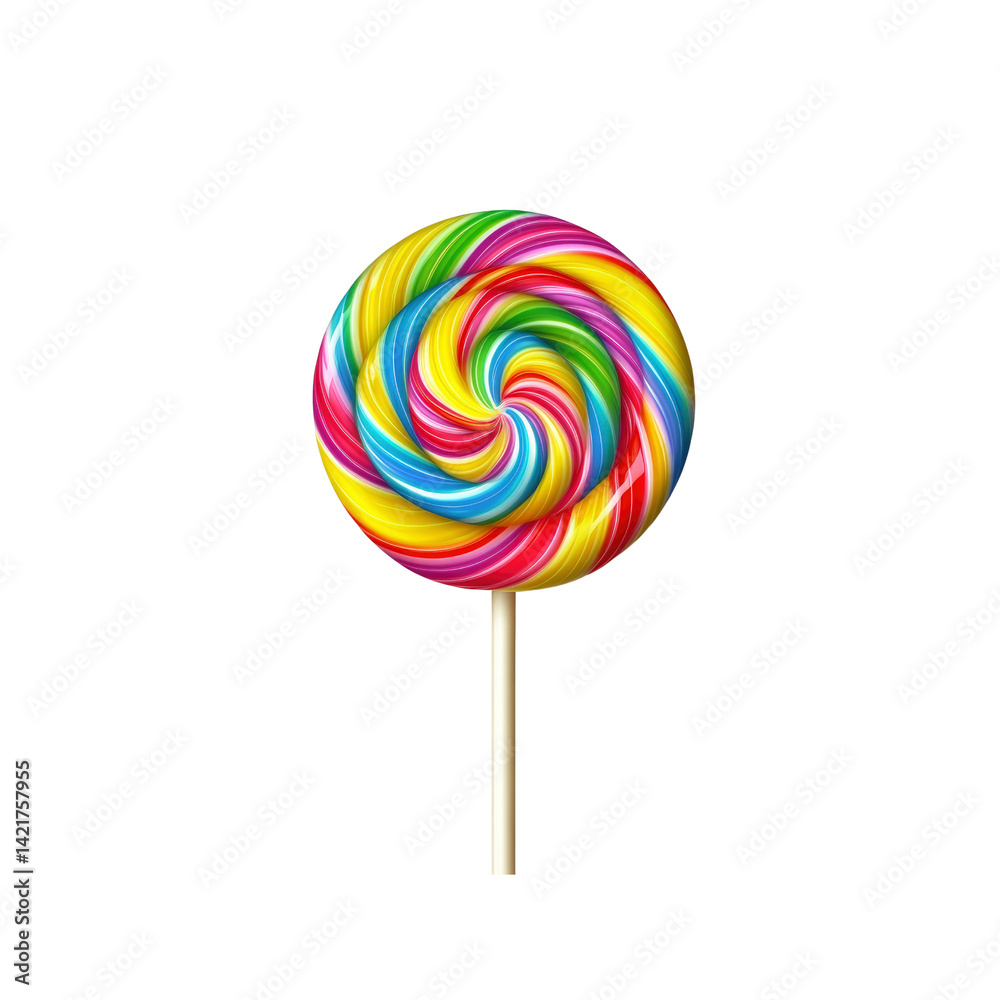 Rainbow Swirl Lollipop on a Stick - Sweet Candy Treat Rainbow Swirl Lollipop on a Stick - Sweet Candy Treat