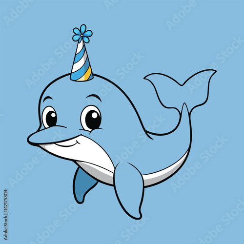 Cute Dolphin  Birthday Cartoon
