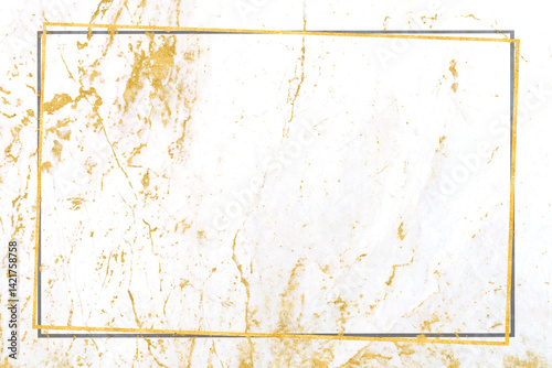 Elegant White Marble Background with Gold Accent Frame Design