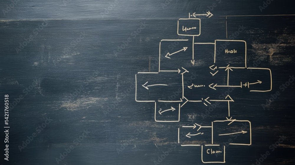 Flowchart with arrows connecting team members' responsibilities toward a common target goal