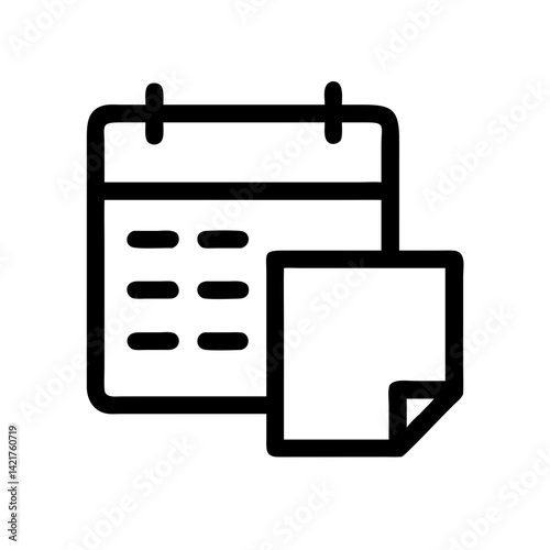 lesson plan icon featuring a calendar and paper representing scheduling, organization, and education flat stroke icon for apps and websites
