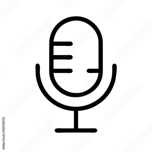 microphone icon representing audio recording, podcasting, and voice input flat stroke icon for apps and websites
