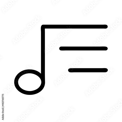 music note icon representing melody, sound, and audio composition flat stroke icon for apps and websites
