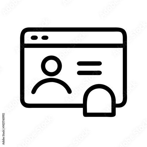 register icon with user profile and form fields for account creation and login flat stroke icon for apps and websites
