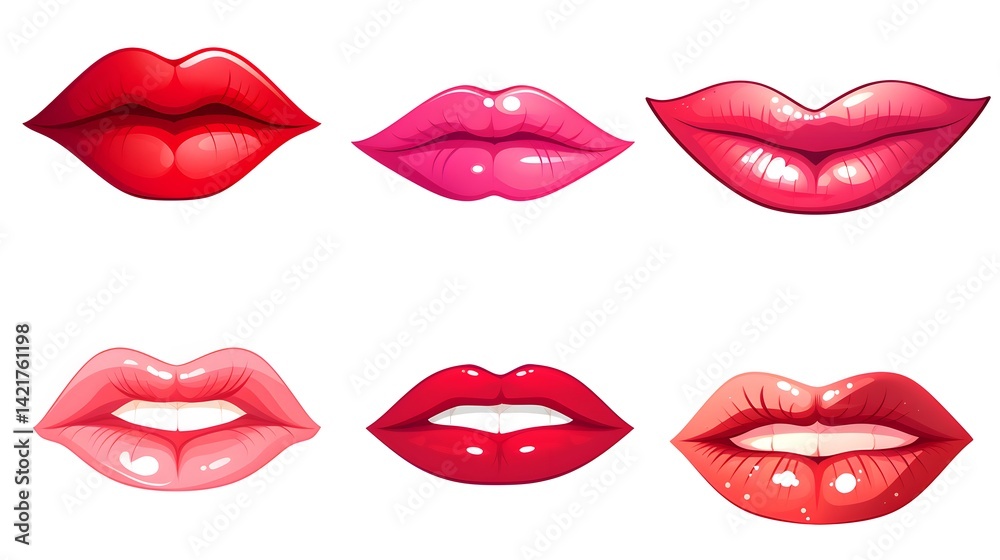 Obraz premium Cartoon Lips Vector Illustration for Creative Design Projects and Artwork