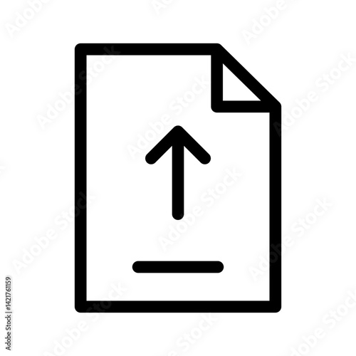 upload icon with simple upward arrow over document for file transfer flat stroke icon for apps and websites
