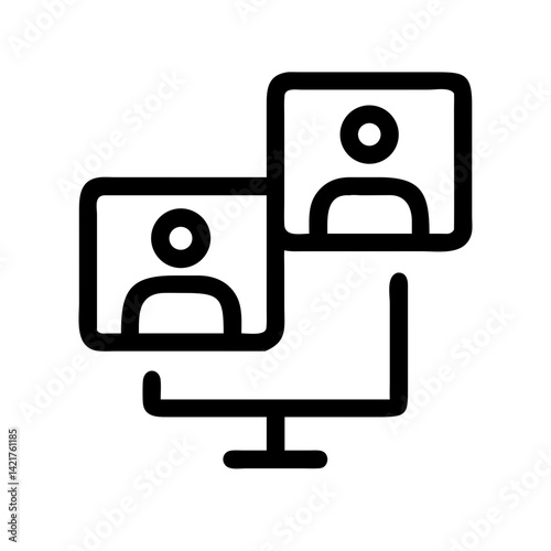 webinar icon with multiple participants for virtual meetings and online training flat stroke icon for apps and websites
