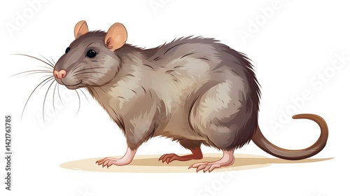Detailed cartoon vector illustration of a chubby rat character drawing