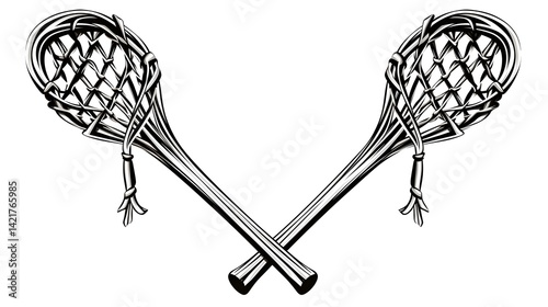 Professional lacrosse sticks symbol icon in vector format for sports designs