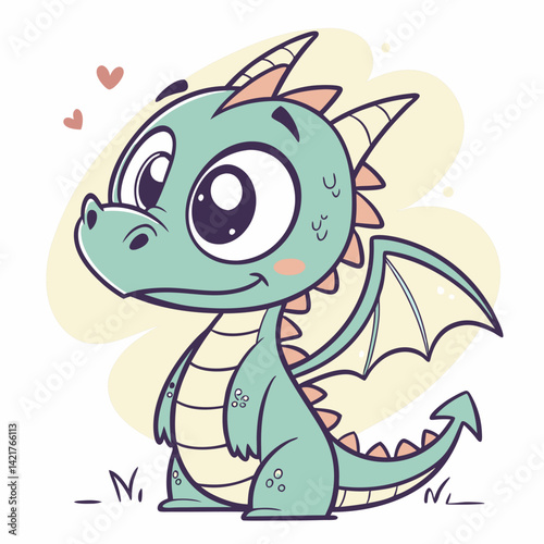 Vector Cute young dragon cartoon