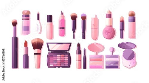 Professional Makeup Kit and Cosmetic Set for Facial Care of a Woman - Beauty Concept