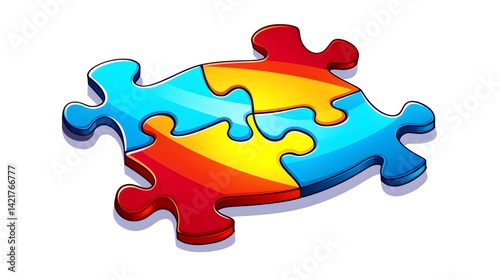 Colorful Puzzle Piece Cartoon Illustration for Creativity Concepts in Vector Format