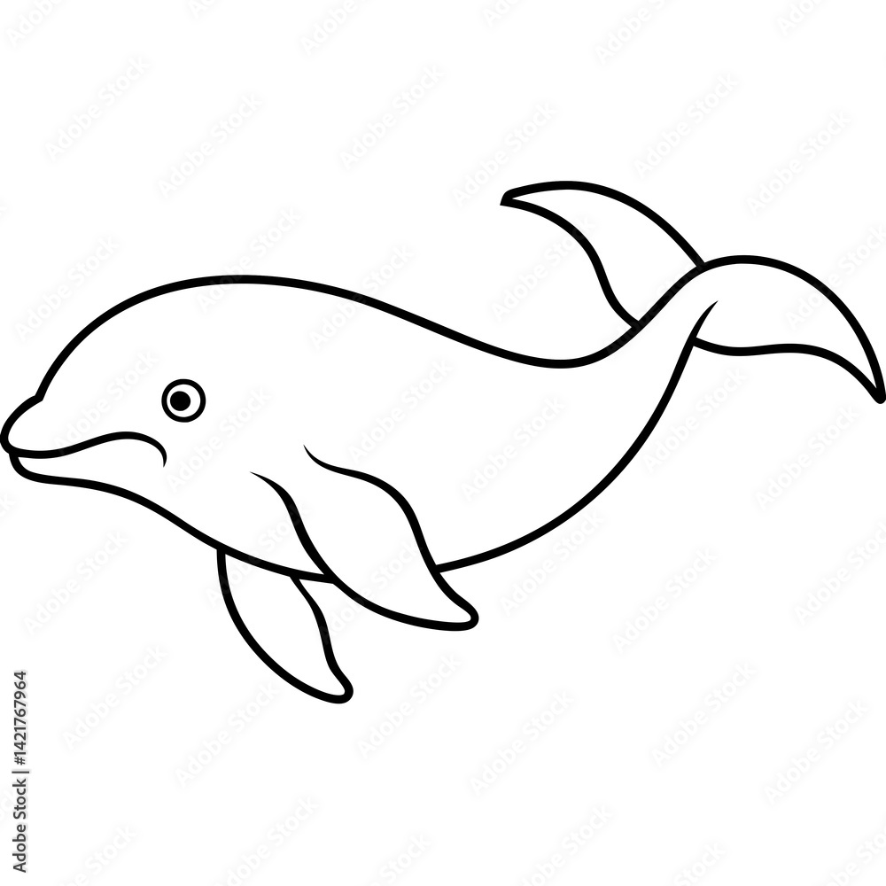 Fototapeta premium Beluga Whale in One Line Vector Design