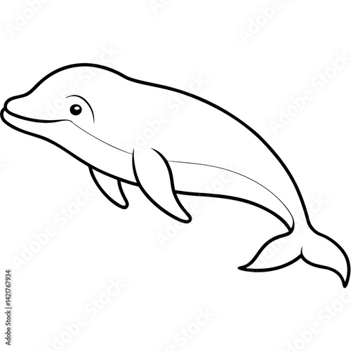 Beluga Whale in One Line Vector Design
