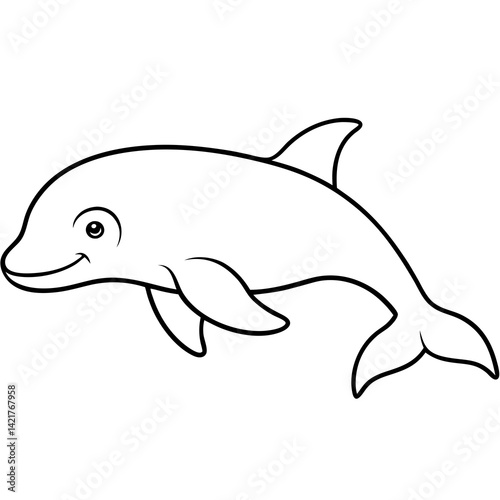 Beluga Whale in One Line Vector Design