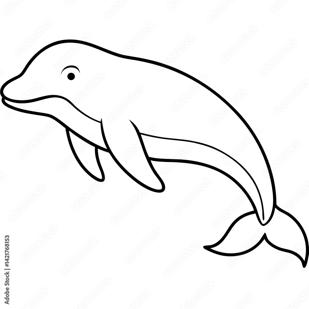 Obraz premium Beluga Whale in One Line Vector Design