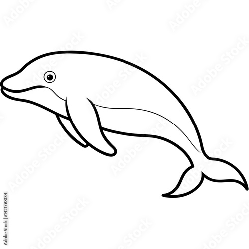 Beluga Whale in One Line Vector Design