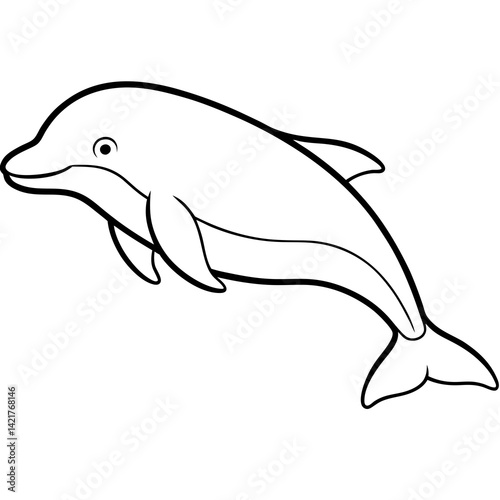 Beluga Whale in One Line Vector Design
