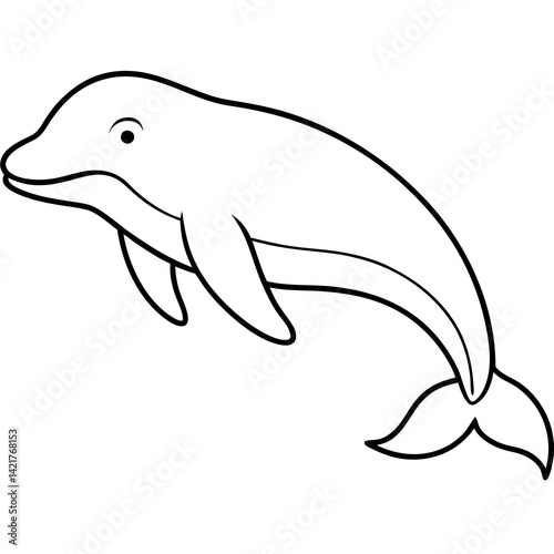 Beluga Whale in One Line Vector Design