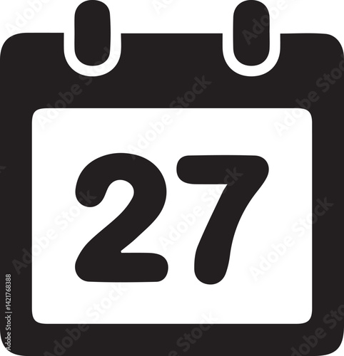 Simple Calendar Icon with the date of February 27. Vector illustration.