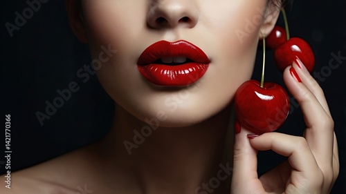 woman with red lips
